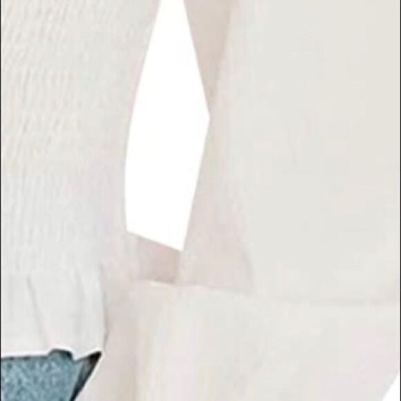 Chiffon ruffle v neck blouse tie, white - Picture 5 of 9